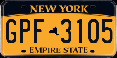 NY license plate GPF3105