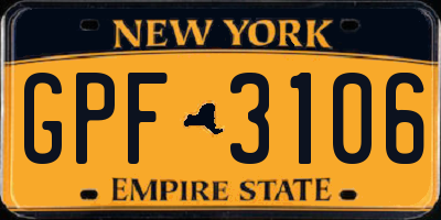 NY license plate GPF3106