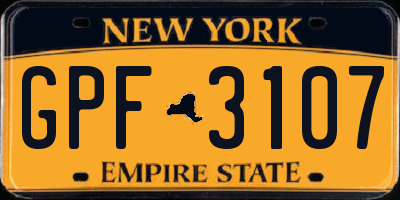 NY license plate GPF3107