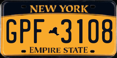 NY license plate GPF3108