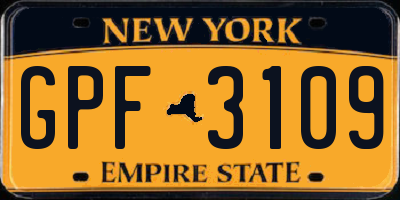 NY license plate GPF3109