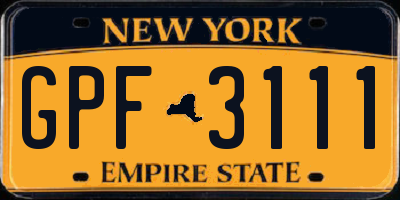 NY license plate GPF3111