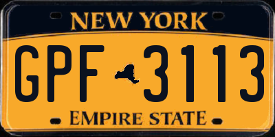 NY license plate GPF3113
