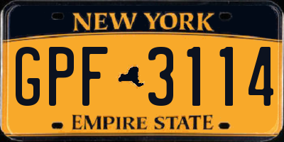 NY license plate GPF3114