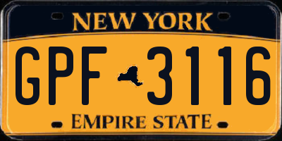 NY license plate GPF3116