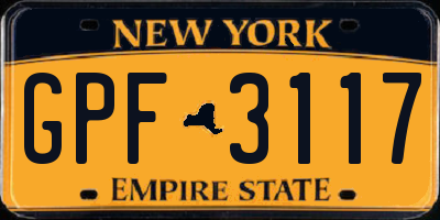 NY license plate GPF3117