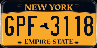 NY license plate GPF3118