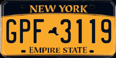 NY license plate GPF3119