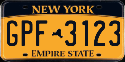 NY license plate GPF3123