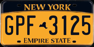 NY license plate GPF3125