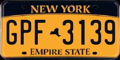 NY license plate GPF3139