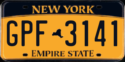 NY license plate GPF3141