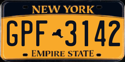 NY license plate GPF3142