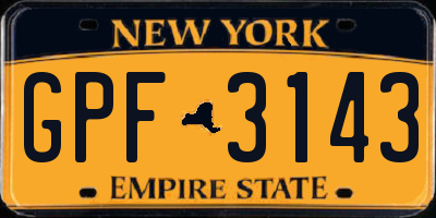 NY license plate GPF3143