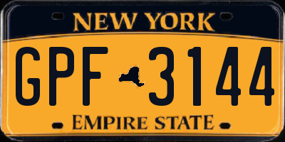 NY license plate GPF3144