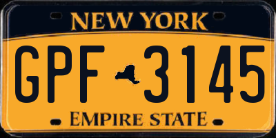 NY license plate GPF3145