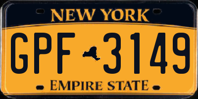 NY license plate GPF3149