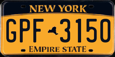 NY license plate GPF3150