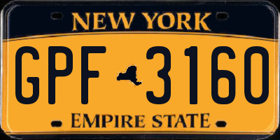 NY license plate GPF3160