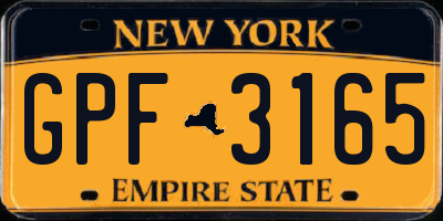 NY license plate GPF3165