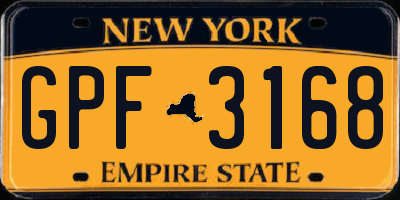 NY license plate GPF3168