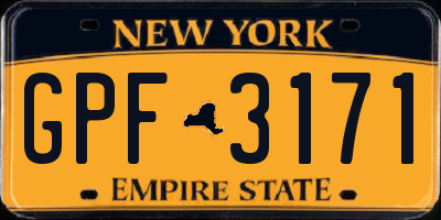 NY license plate GPF3171