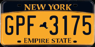 NY license plate GPF3175