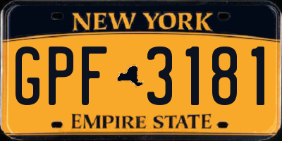 NY license plate GPF3181