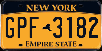 NY license plate GPF3182