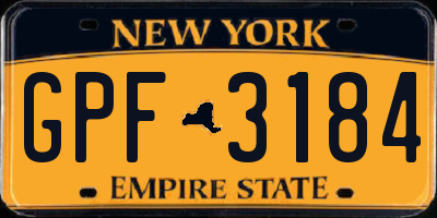 NY license plate GPF3184