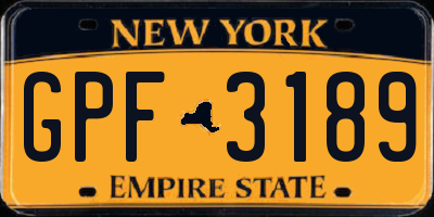 NY license plate GPF3189