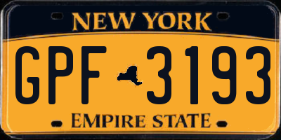 NY license plate GPF3193