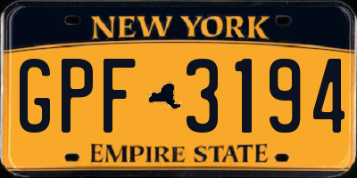 NY license plate GPF3194