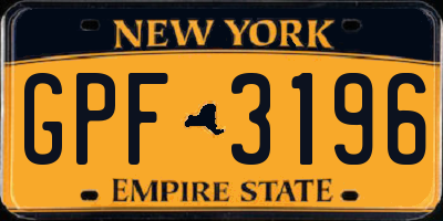 NY license plate GPF3196