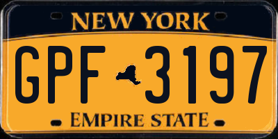 NY license plate GPF3197