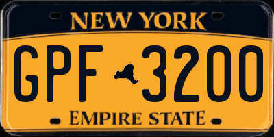 NY license plate GPF3200
