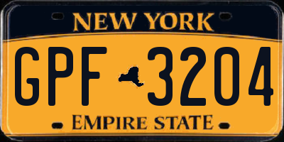 NY license plate GPF3204