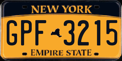NY license plate GPF3215