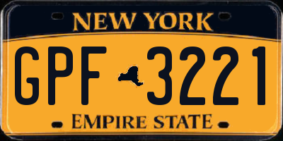 NY license plate GPF3221