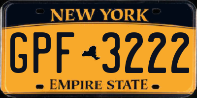 NY license plate GPF3222