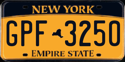 NY license plate GPF3250
