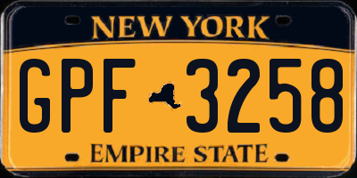 NY license plate GPF3258
