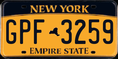 NY license plate GPF3259