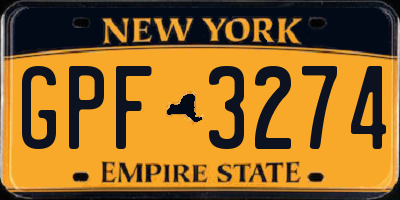 NY license plate GPF3274