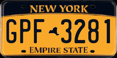 NY license plate GPF3281
