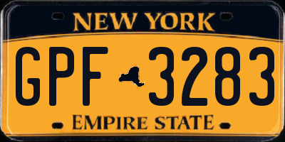 NY license plate GPF3283