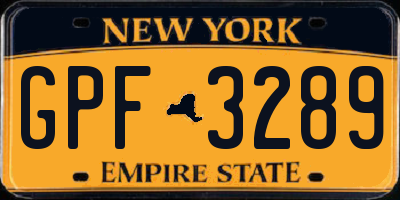 NY license plate GPF3289