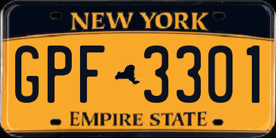 NY license plate GPF3301