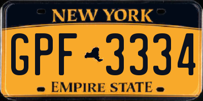 NY license plate GPF3334