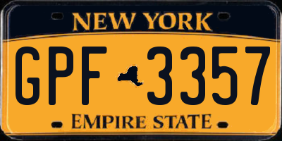 NY license plate GPF3357